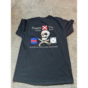 US Navy Graphic T-Shirt Skull Nautical Theme Black Tee Size M